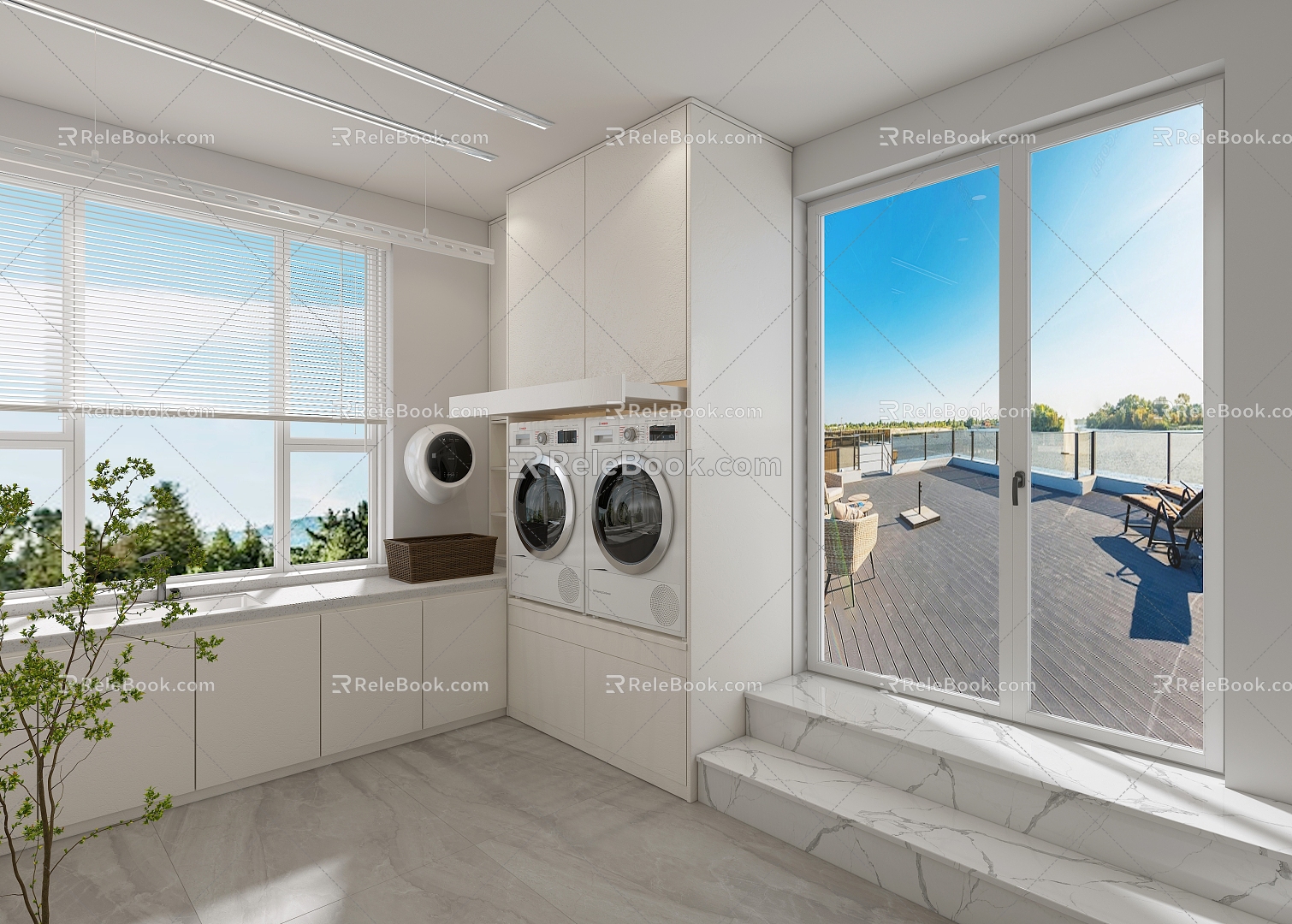 Laundry area Clothes area Balcony 3d model