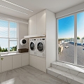 Laundry area Clothes area Balcony 3d model