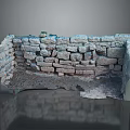 Ancient Stone Wall Structure With Weathered Bricks And Debris Foundation