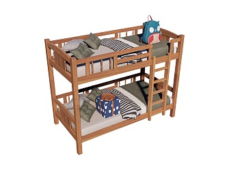 Nordic Bed High and Low Bed Bunk Bed Children's Bed 3d model