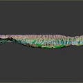 Colorful 3D Topographic Landscape Featuring Green Purple Blue Terrain Textures and Mountain Valleys