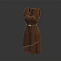 Red Dress Sculpture With Belt Sleeveless Design 3D Carved Artwork Piece