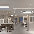 Modern Beauty Hair Salon Interior With Chairs Mirror Equipment Lighting And Decor