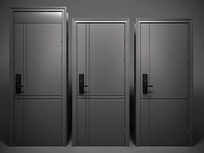 Three Modern Steel Security Doors With Secure Lock Systems And Sleek Contemporary Design 3d model