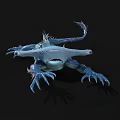 Mythical Blue Aquatic Creature With Spiked Back Sharp Claws Finned Tail And Scaly Skin
