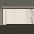 Modern Living Room Interior With Beige Panel Walls Marble Accent And Wooden Flooring