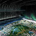 Urban Planning Model Display With Night City View Green Areas Roads And Interactive Background