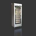 Stainless Steel Upright Kitchen Appliance With Transparent Glass Door And Multiple Shelves