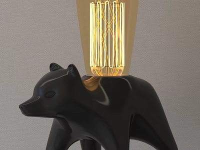 Black Bear Shaped Table Lamp with Illuminated Bulb and Modern Design 3d model