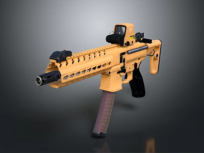 Tan Tactical Rifle with Optic Sight Adjustable Stock and Grip Modern Design 3d model