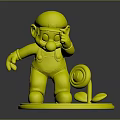 Mario 3D Model With Hand On Hat And Red Flower With Green Leaves