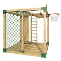 Wooden Playground Equipment With Swing Climbing Net Ladder Rock Climbing Wall Basketball Hoop And Sandpit