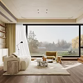 Modern Dining and Living Room Interior With Sofa Coffee Table Wooden Floor And Scenic Window