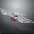 Advanced Spacecraft With White Mesh Solar Wings And Blue Red Components