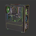 Modern Gaming PC Case With Transparent Side Panel RGB Cooling Fans And Graphics Card