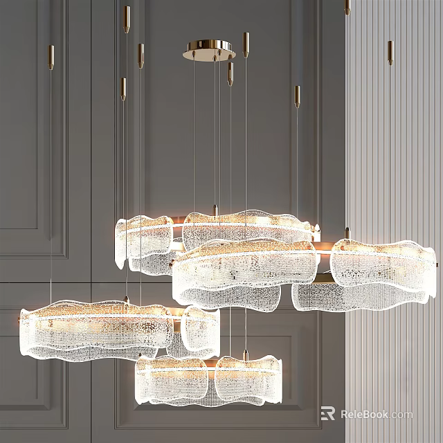 Modern Luxury Crystal Chandelier With Unique Layered Design And Transparent Hanging Crystals 3d model 