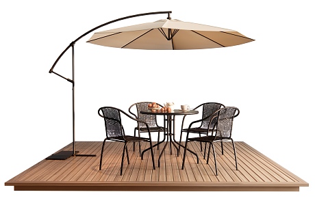 Outdoor Table and Chair Ironwork Leisure Table and Chair Outdoor Chair Sunshade Umbrella 3d model