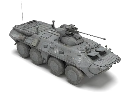 Military Wheeled Tank With Turret Cannon Gray Armor And Number 29 Structural Details 3d model