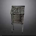 Rustic Wooden Beehive Structure With Sloped Tile Roof Woven Body And Four Legs