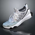 White Athletic Shoes With Mesh Upper Black Accents Lace Up And Sleek Sole