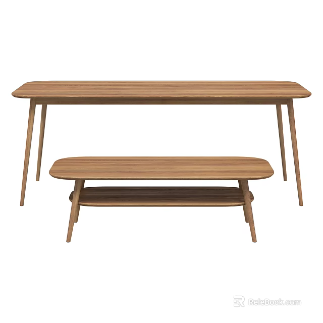 Modern Minimalist Wooden Table and Chair Set With Sleek Design And Sturdy Structure 3d model 
