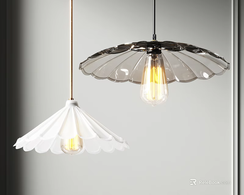 Modern Chandeliers With Petal Shaped Shades And Warm Light For Home Interior 3d model 