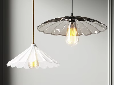 Modern Chandeliers With Petal Shaped Shades And Warm Light For Home Interior 3d model