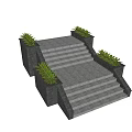 Outdoor Stone Staircase with Green Plants in Side Planters and Tiered Steps