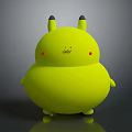Cute Yellow Chubby Round Game Character With Black Ears Red Cheek Dots And Smiling Face