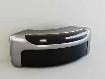 Modern Bar Counter With Silver And Black Smooth Surface And Curved Design In White Background 3d model