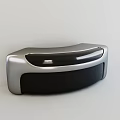 Modern Bar Counter With Silver And Black Smooth Surface And Curved Design In White Background