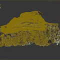 Natural Rock Formation With Layered Texture Brown White Layers And Green Vegetation