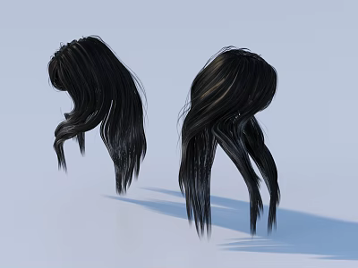 Beautiful Woman With Long Black Wavy Hair Hairstyle Design And Look 3d model