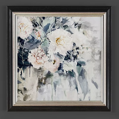 Vintage photo frame picture baguette frame flower painting framed picture 3d model