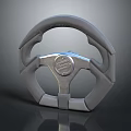 Modern Car Steering Wheel Featuring Gray Design And Central Logo Elements 3d model