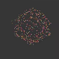 Red Particle Sphere Composed Of Small Red Dots Against Dark Background With Reflection Below