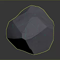 Shiny Irregular Stone Geometric Polyhedron with Green Cracked Veins and Smooth Surface