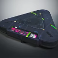 Triangular Dark Electronic Device With Green Accents Pink Control Buttons And Mesh Panel 3d model