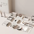 Stacked and Open Books Magazines with Stylish Covers on Minimalist Tabletop Decor