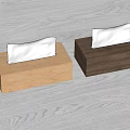 Two Wooden Tissue Boxes With Light And Dark Wood Finish On Table Surface 3d model