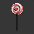Pink And White Swirl Lollipop With White Stick And Smooth Surface On Black Background