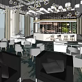 Modern Sales Office Interior With Marble Reception Desk Display Area And Seating