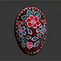 Colorful Hand Painted Red Decorative Ornament Set With Floral Leaf Patterns 3d model