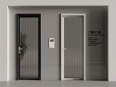 Black And White Casement Doors With Glass Panels Modern Interior Design 3d model