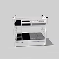 White Bunk Bed with Double Deck Design Ladder and Red White Circular Decorations 3d model