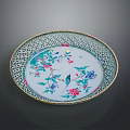 Intricate Porcelain Plate Sculpture With Floral Bird Patterns And Lace Edge