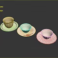 Everyday Living Essentials Paper Cups With Matching Saucers Featuring Colorful Decorative Patterns