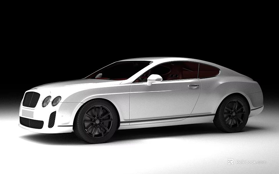 Silver Two Door Coupe Car With Black Rims And Red Interior Design 3d model 