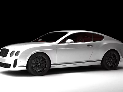 Silver Two Door Coupe Car With Black Rims And Red Interior Design 3d model