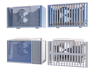 Industrial Exhaust Ventilation Equipment With Various Grille Designs And Fan Models 3d model
